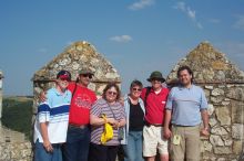 We made it to the wall of the castle with our guide, Jesus, on the right.