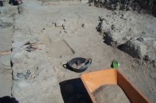 My work site the second day.  Sweeping up the dust - a necessary evil.