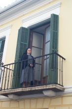 The nuns come out to watch the processions.