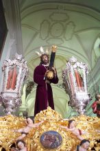 A Christ float with his cross.  It was in a church also.