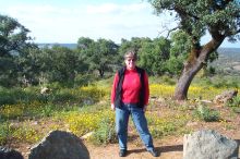 Next to another tomb but more importantly the wildflowers behind.