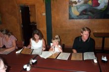 Jim, Emma, and Kris resolving the eternal question of what to eat.